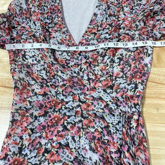 Allsaints NWT Delana Wilde Floral Wrap Chiffon Dress Size XS *Small Tear at Hem - Picture 6 of 9